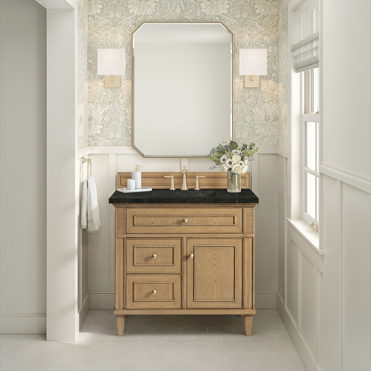 Renovate for Less Atlanta Lorelai 36" Single Vanity, Light Natural Oak, w/ 3 CM Phantome Eclos Top