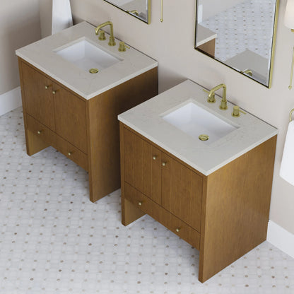 Hudson 30" Single Vanity, Honey Oak w/ 3 CM Siberian Silestone Top