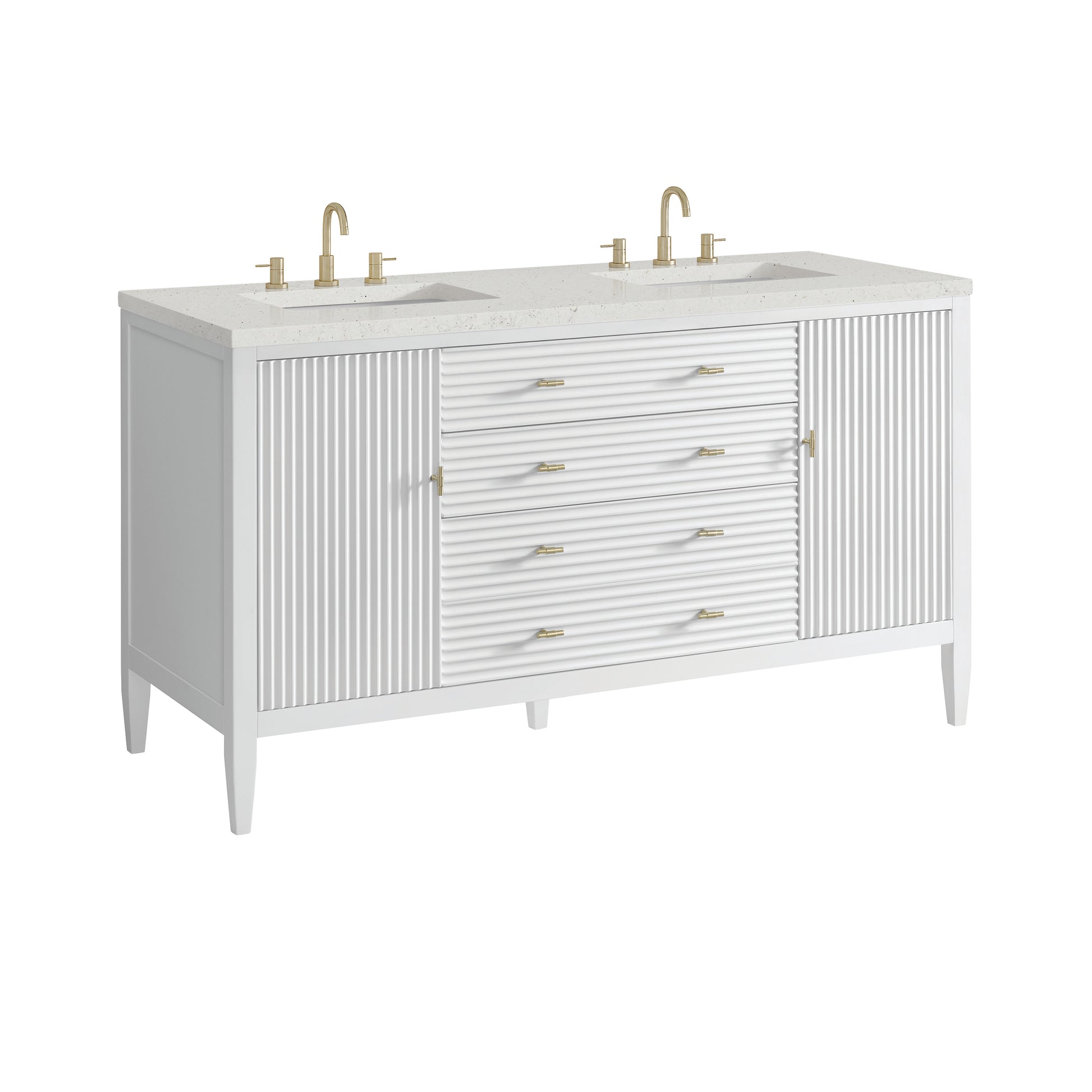Renovate for Less Atlanta Myrrin 60" Double Vanity, Bright White w/ 3 CM Lime Delight Silestone Top