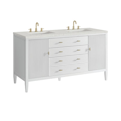 Renovate for Less Atlanta Myrrin 60" Double Vanity, Bright White w/ 3 CM Lime Delight Silestone Top
