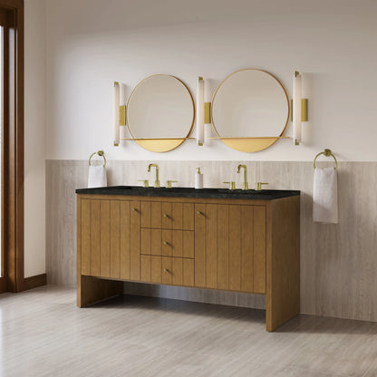 Hudson 60" Double Vanity, Honey Oak w/ 3 CM Phantome Eclos Top