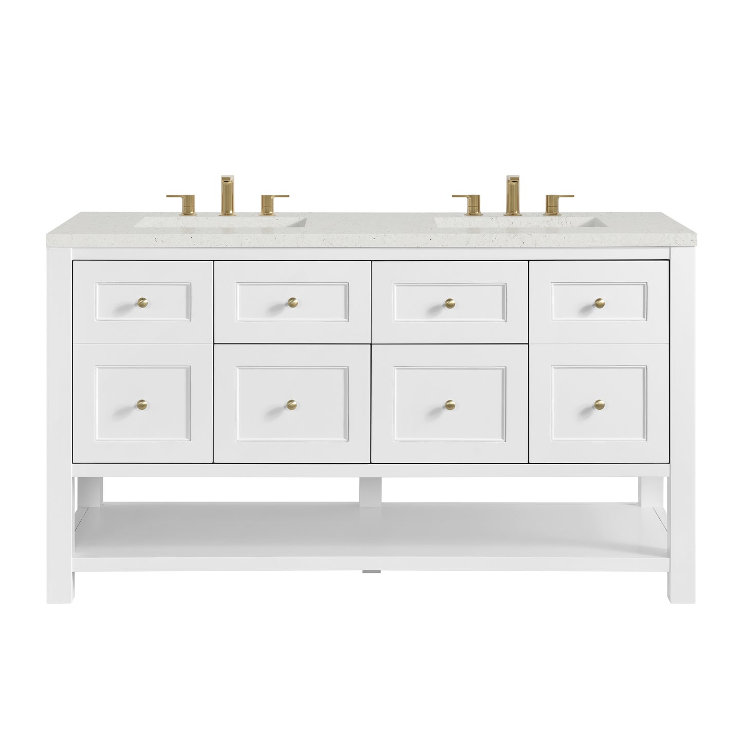 Renovate for Less Atlanta Breckenridge 60" Double Vanity, Bright White, w/ 3 CM Lime Delight Quartz Top
