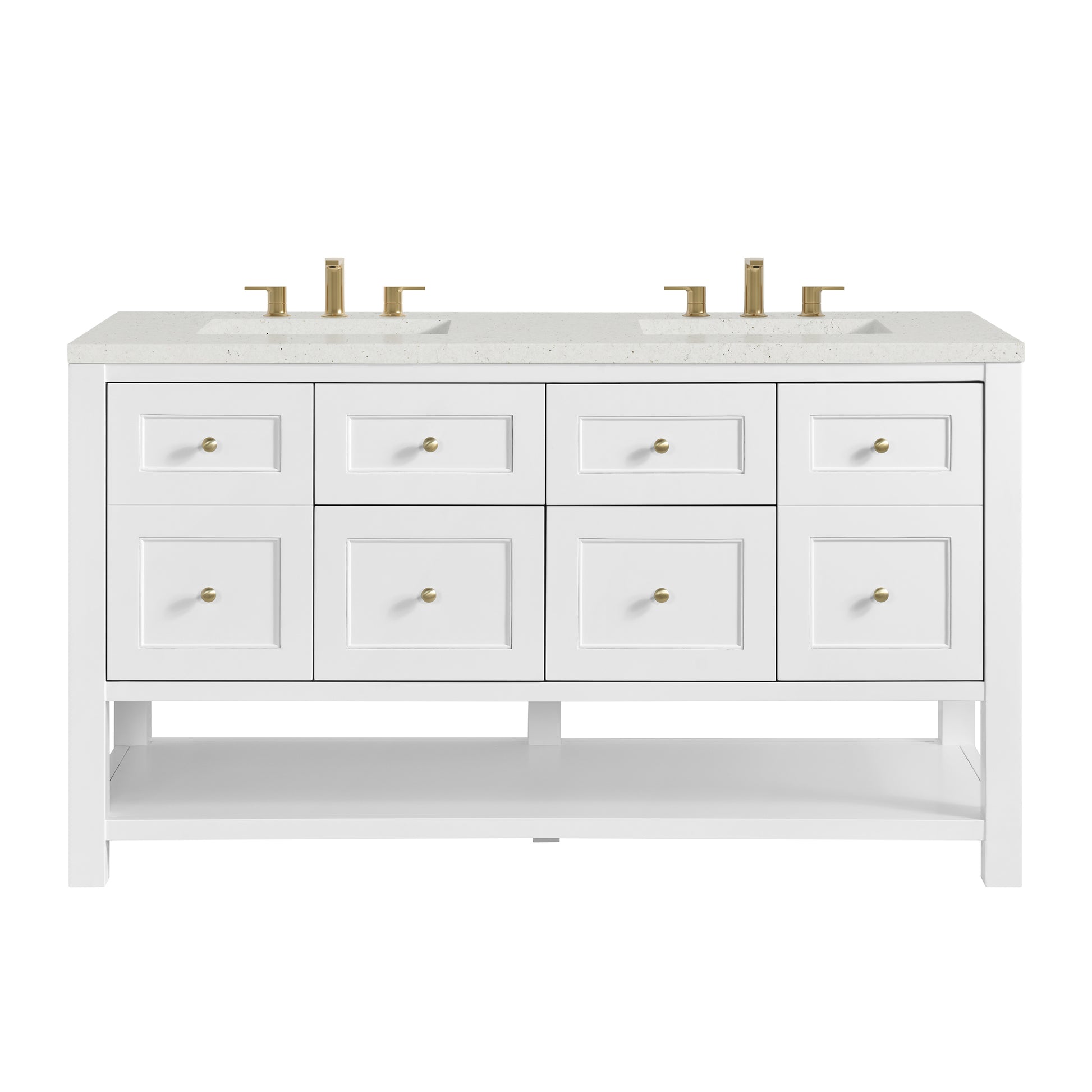 Renovate for Less Atlanta Breckenridge 60" Double Vanity, Bright White, w/ 3 CM Lime Delight Quartz Top