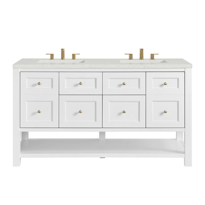 Renovate for Less Atlanta Breckenridge 60" Double Vanity, Bright White, w/ 3 CM Lime Delight Quartz Top
