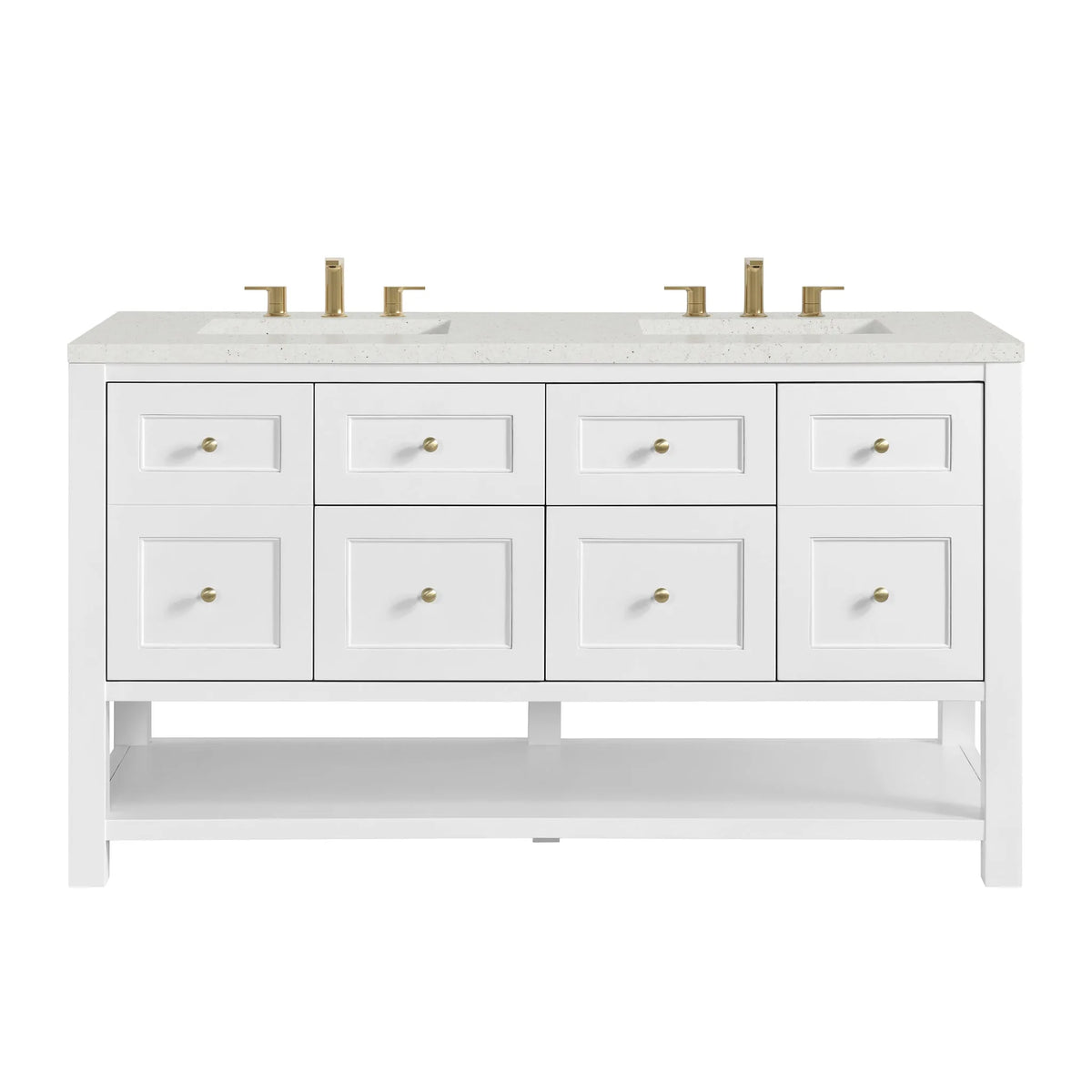 Breckenridge 60" Double Vanity, Bright White, w/ 3 CM Lime Delight Quartz Top