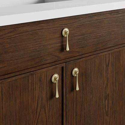 Kinnsden 36" Single Vanity, Sable Oak w/ 3 CM White Zeus Silestone Top