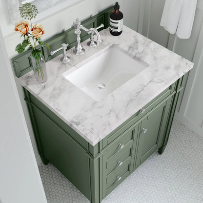 Brittany 30" Single Vanity, Smokey Celadon w/ 3 CM Carrara Marble Top