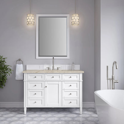 Brittany 48" Single Vanity in Bright White, w/ 3 CM Tajnar Eclos Top