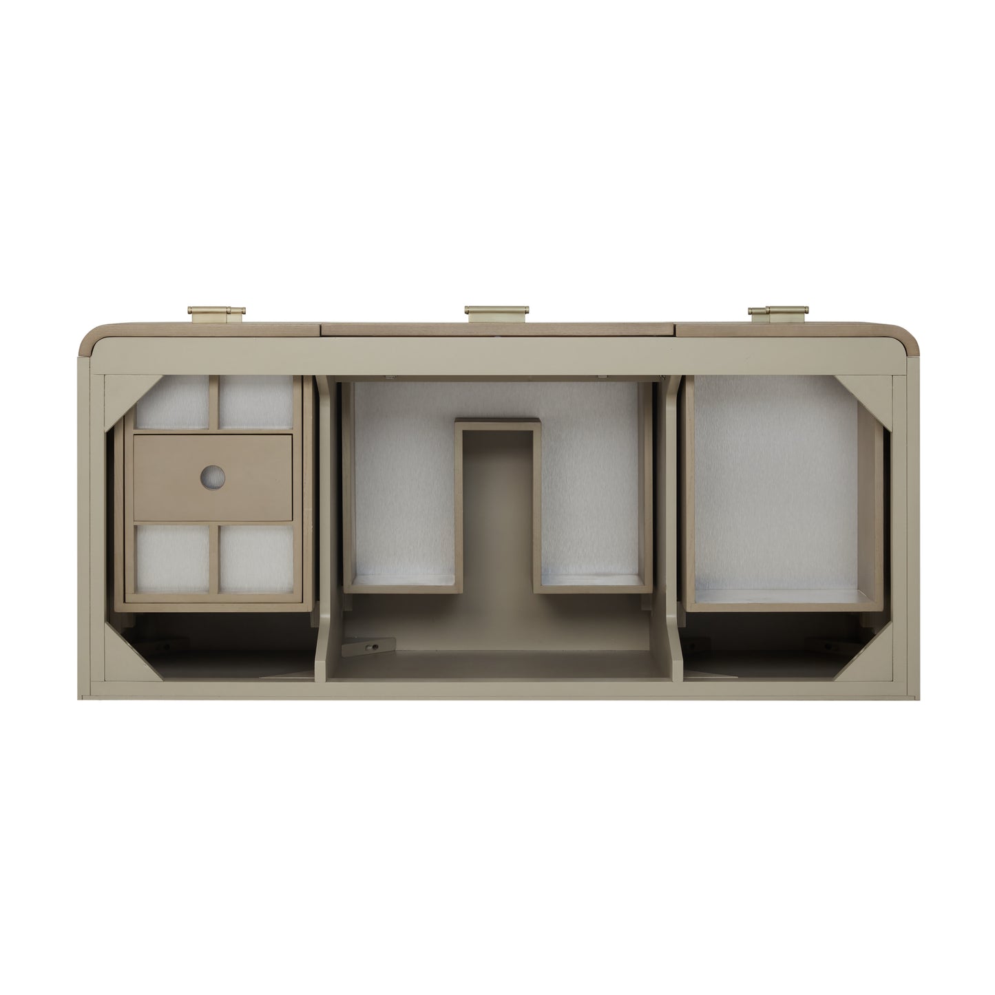 Renovate for Less Atlanta Lucian 48" Single Vanity, Pebble Oak w/ 3 CM Victorian Silver Silestone Top