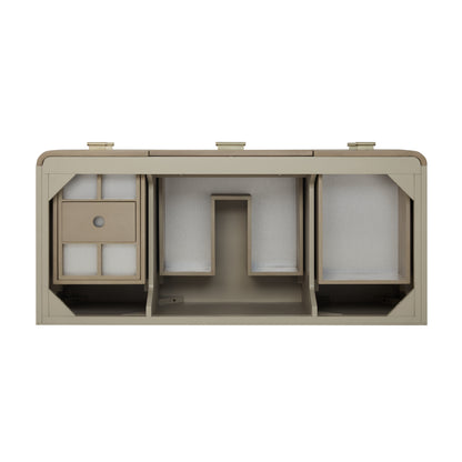 Renovate for Less Atlanta Lucian 48" Single Vanity, Pebble Oak w/ 3 CM Victorian Silver Silestone Top