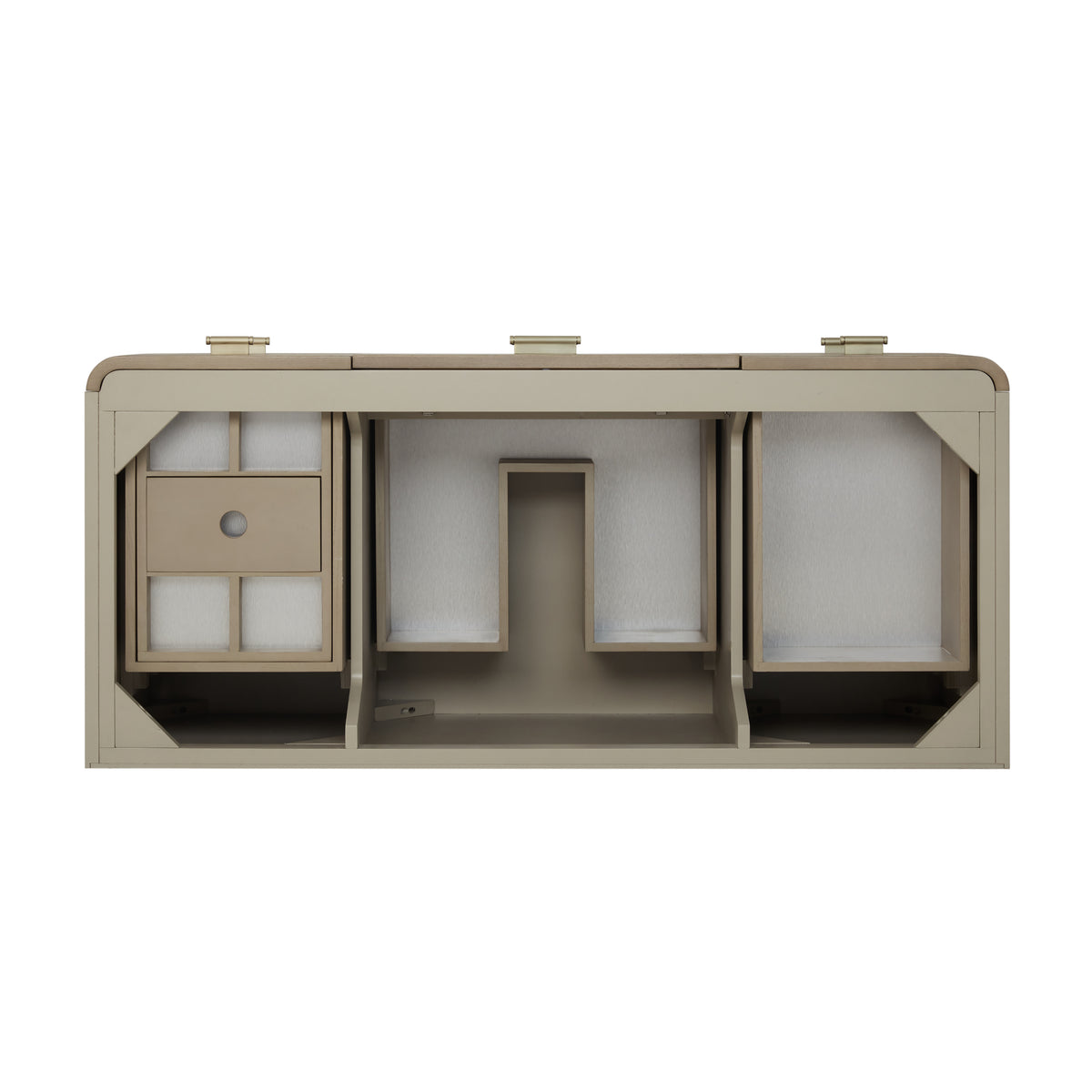 Renovate for Less Atlanta Lucian 48" Single Vanity, Pebble Oak w/ 3 CM White Zeus Silestone Top