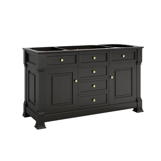 Brookfield 60" Single Vanity, Black Onyx w/3 CM Charcoal Soapstone Silestone Top