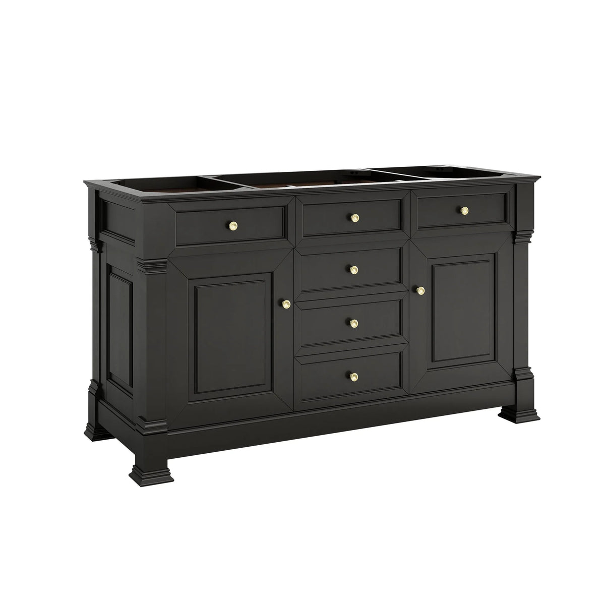 Brookfield 60" Single Vanity, Black Onyx w/ 3 CM Parisien Bleu Silestone Top