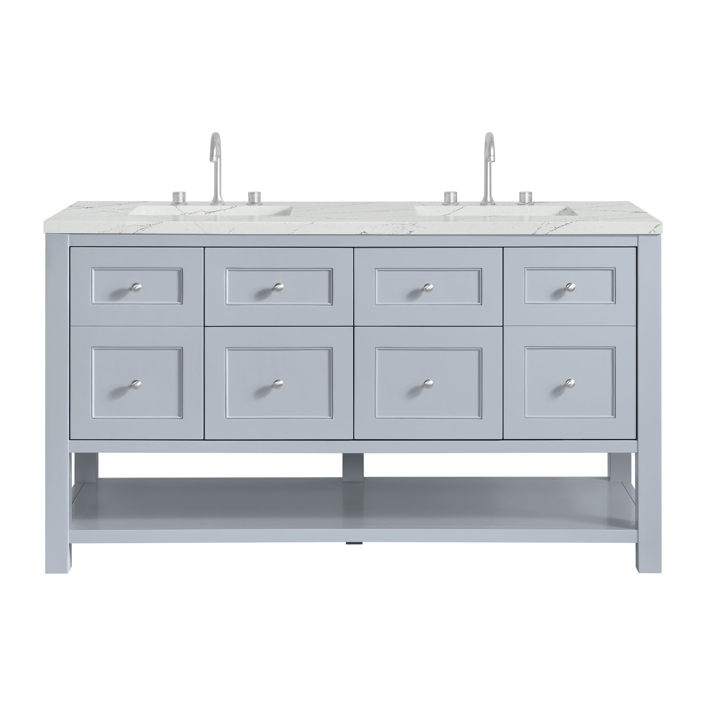 Renovate for Less Atlanta Breckenridge 60" Double Vanity, Serenity Blue, w/ 3 CM Ethereal Noctis Quartz Top