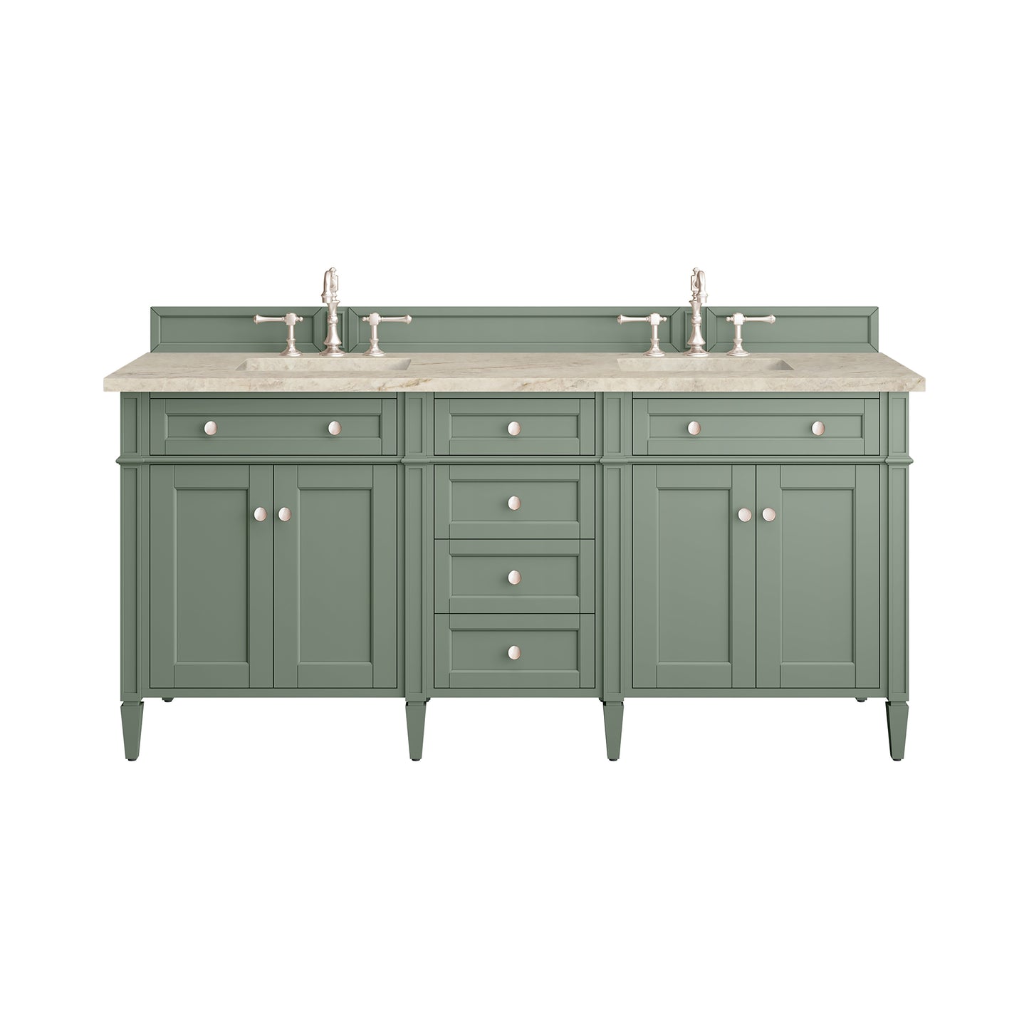 Renovate for Less Atlanta Brittany 72" Double Vanity, Smokey Celadon, w/ 3 CM Tajnar Eclos Top