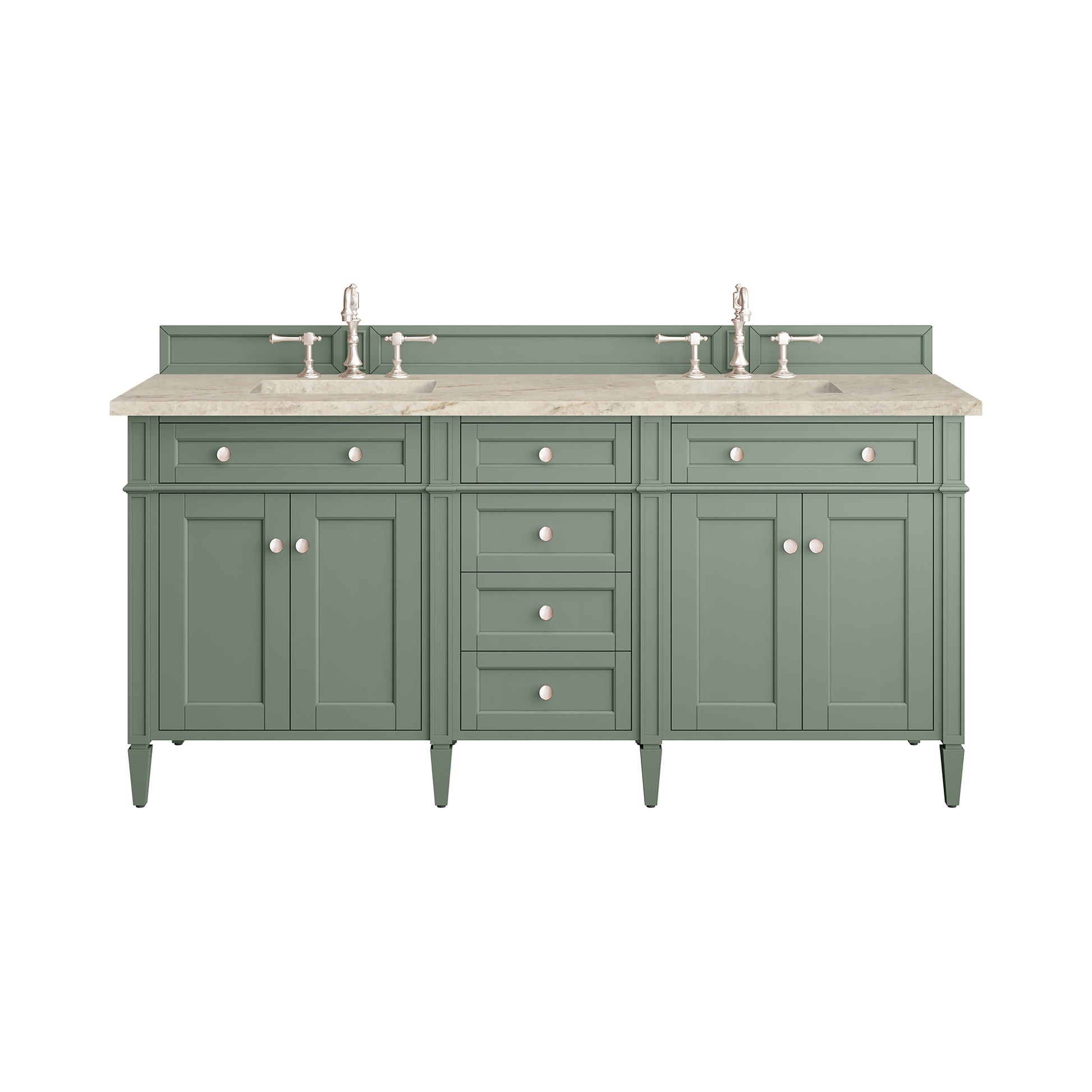 Renovate for Less Atlanta Brittany 72" Double Vanity, Smokey Celadon, w/ 3 CM Tajnar Eclos Top