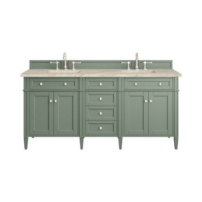 Renovate for Less Atlanta Brittany 72" Double Vanity, Smokey Celadon, w/ 3 CM Tajnar Eclos Top