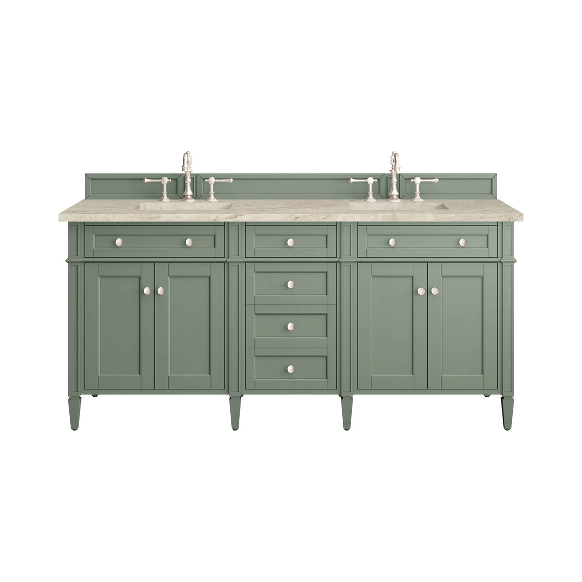 Brittany 72" Double Vanity, Smokey Celadon, w/ 3 CM Tajnar Eclos Top