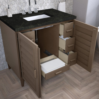 Renovate for Less Atlanta Portland 36" Single Vanity, Whitewashed Walnut, w/ 3 CM Phantome Eclos Top