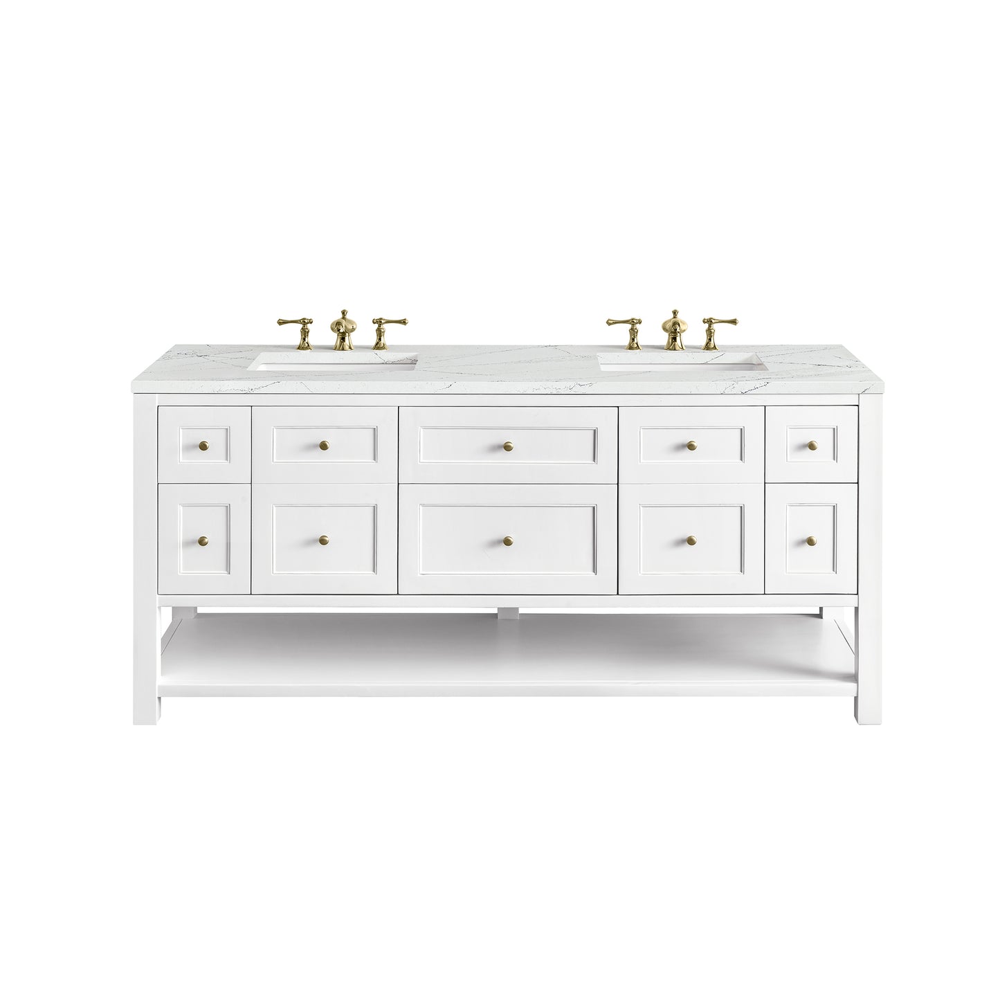 Renovate for Less Atlanta Breckenridge 72" Double Vanity, Bright White w/ 3 CM Ethereal Noctis Top
