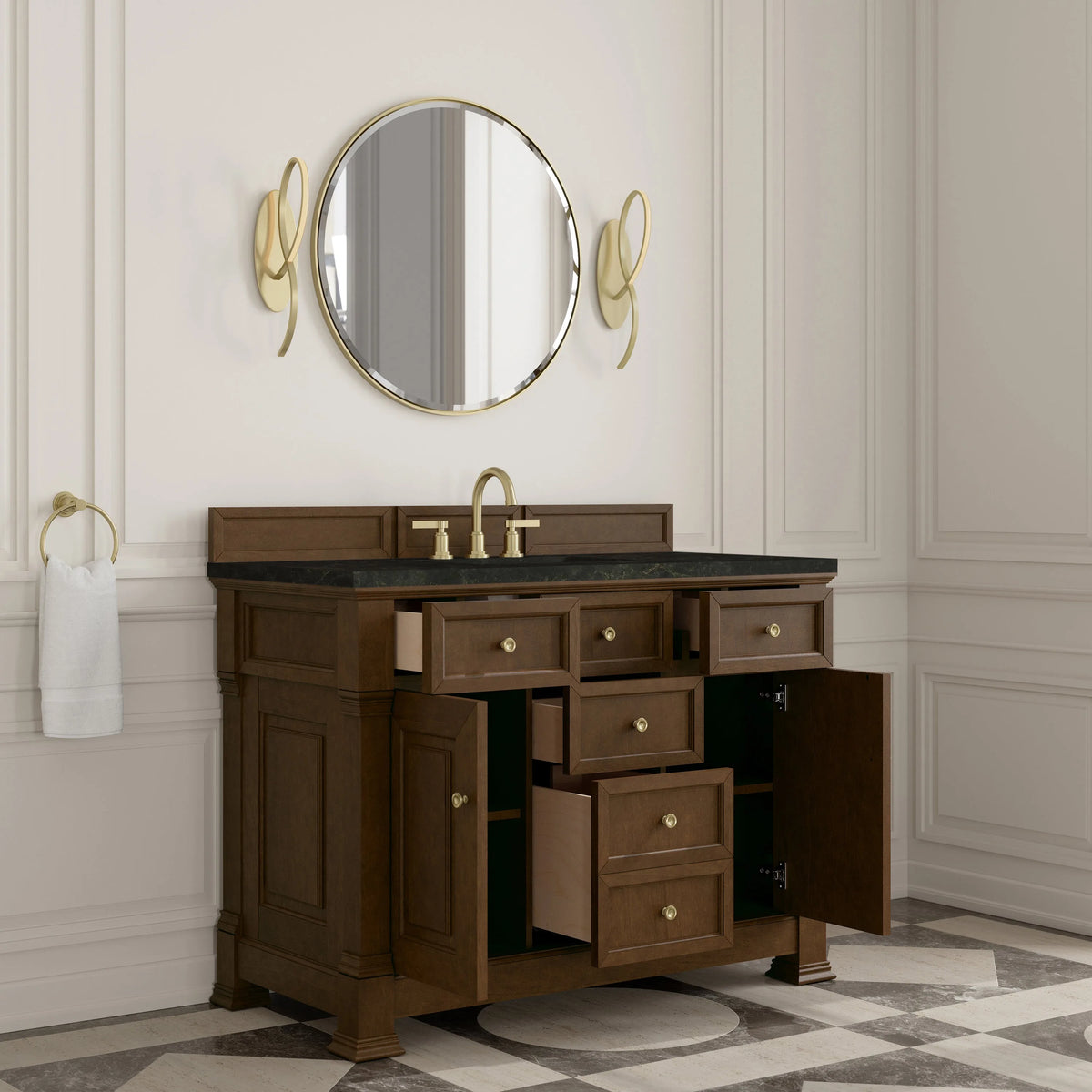 Brookfield 48" Single Vanity, Honey Oak, w/ 3 CM Phantome Eclos Top