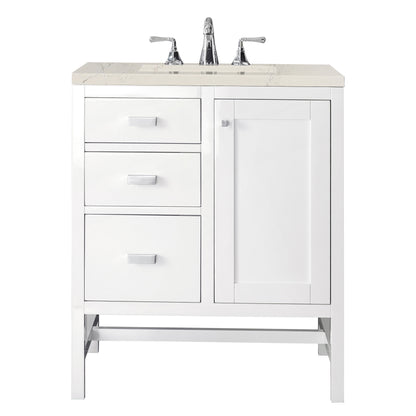 Renovate for Less Atlanta Addison 30" Single Vanity, Glossy White, w/ 3 CM Siberian Silestone Top