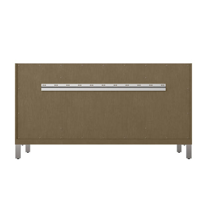 Chicago 60" Double Vanity, Walnut Whisper, w/ 3 CM Victorian Silver Silestone® Top w/FreePower Wireless Charger