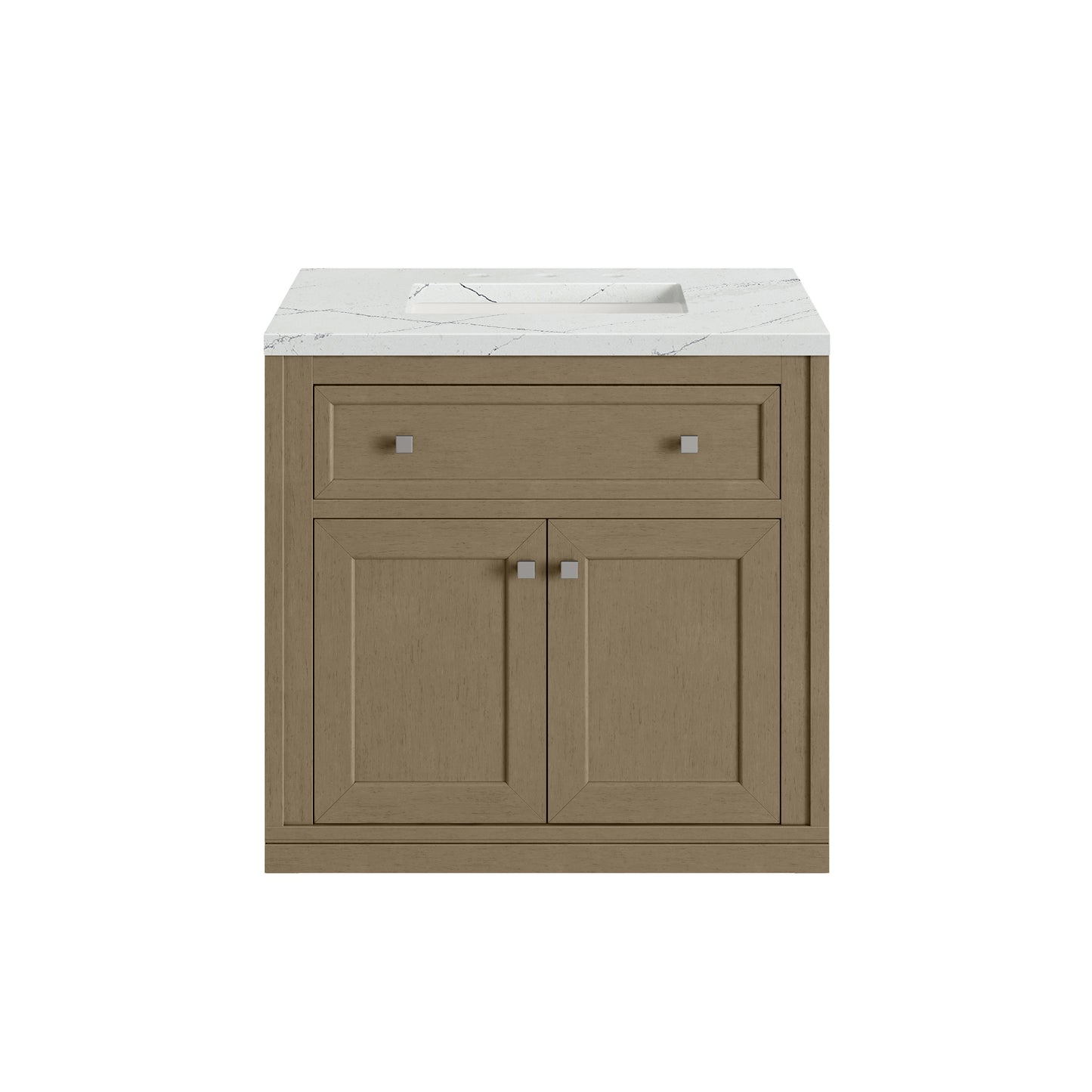 Renovate for Less Atlanta Chicago 30" Single Vanity, Walnut Whisper, w/ 3 CM Ethereal Noctis Silestone® Top