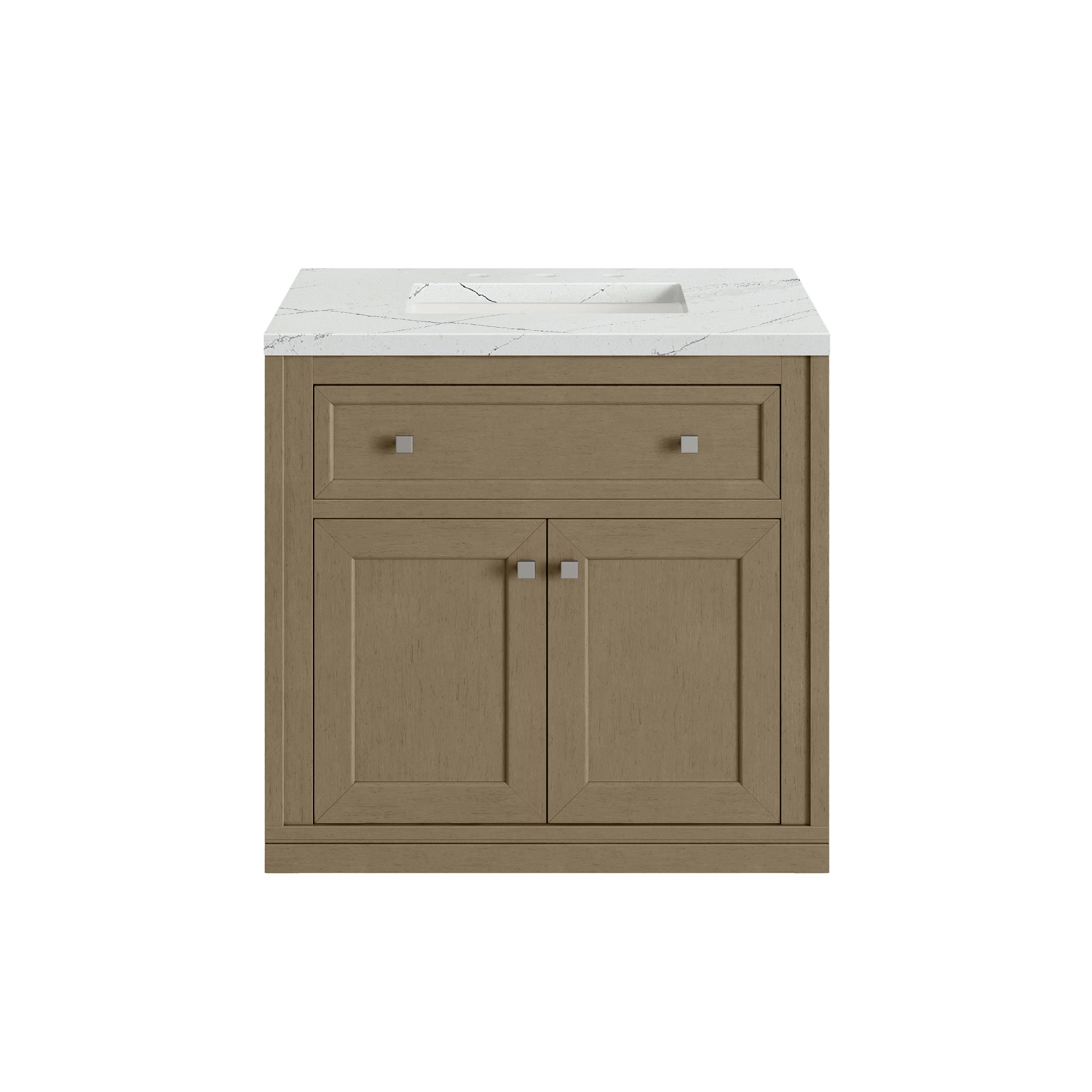 Renovate for Less Atlanta Chicago 30" Single Vanity, Walnut Whisper, w/ 3 CM Ethereal Noctis Silestone® Top