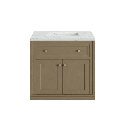 Renovate for Less Atlanta Chicago 30" Single Vanity, Walnut Whisper, w/ 3 CM Ethereal Noctis Silestone® Top