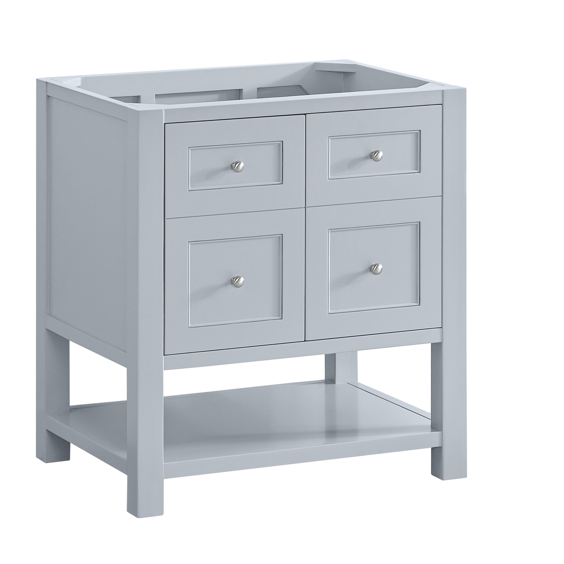 Renovate for Less Atlanta Breckenridge 30" Single Vanity, Serenity Blue, w/ Single Hole 3 CM White Zeus Quartz Top & Backsplash