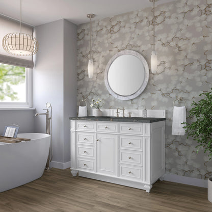 Bristol 48" Single Vanity, Bright White w/ 3 CM Parisien Bleu Silestone Top