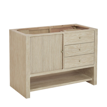 Renovate for Less Atlanta Marigot 48" Single Vanity, Sunwashed Oak w/ 3 CM Charcoal Soapstone Silestone Top