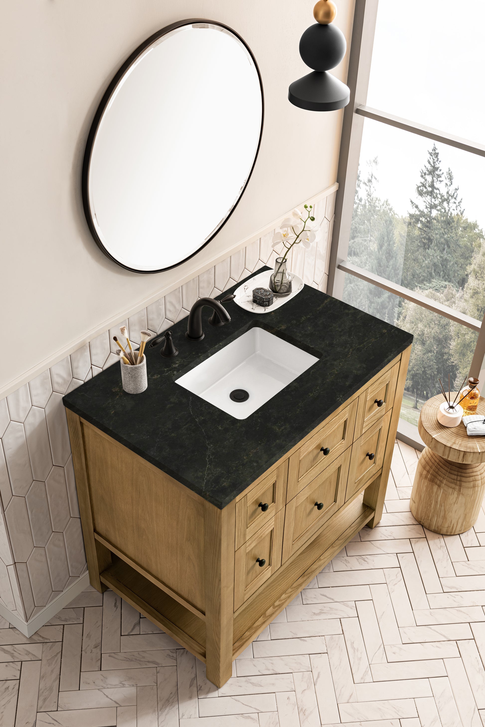 Renovate for Less Atlanta Breckenridge 36" Single Vanity, Light Natural Oak, w/ 3 CM Phantome Eclos Top