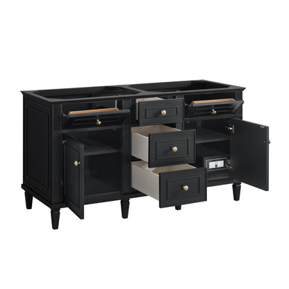 Renovate for Less Atlanta Lorelai 60" Double Vanity, Black Onyx w/ 3 CM White Zeus Silestone Top