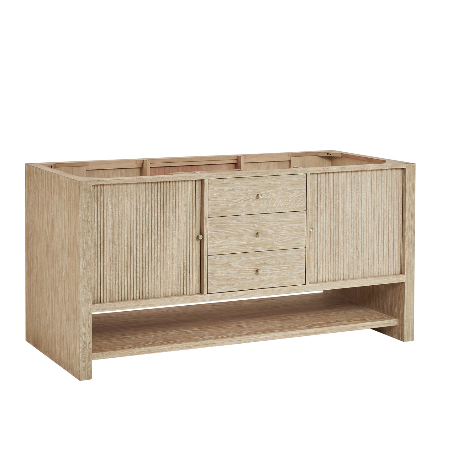 Renovate for Less Atlanta Marigot 72" Double Vanity, Sunwashed Oak, w/ 3 CM Tajnar Eclos Top w/FreePower Wireless Charger