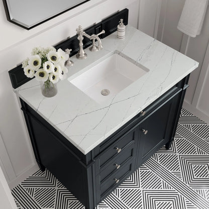 Brittany 36" Single Vanity, Black Onyx w/ 3 CM Ethereal Noctis Silestone Top