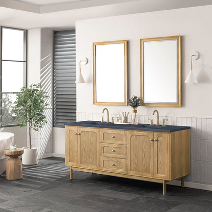 Renovate for Less Atlanta Laurent 72" Double Vanity, Light Natural Oak w/ 3 CM Charcoal Soapstone Top