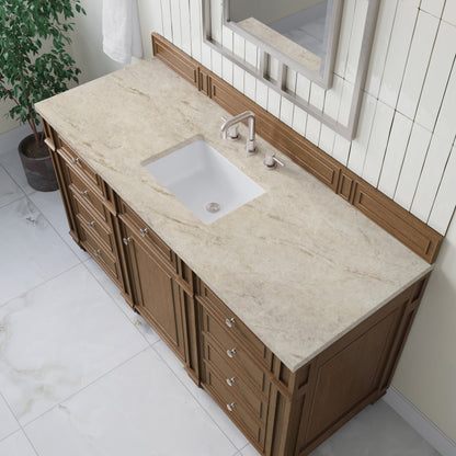 Renovate for Less Atlanta Bristol 60" Single Vanity, Saddle Brown, w/ 3 CM Tajnar Eclos Top