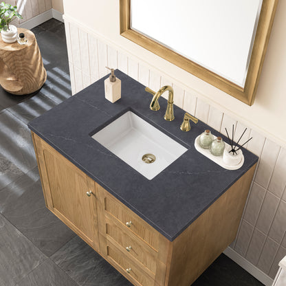 Renovate for Less Atlanta Laurent 36" Single Vanity, Light Natural Oak w/ 3 CM Charcoal Soapstone Top