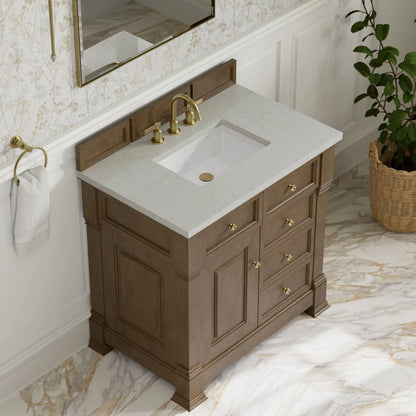 Brookfield 36" Single Vanity, Pecan w/ 3 CM Lime Delight Silestone Top
