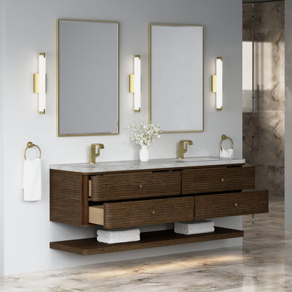 Renovate for Less Atlanta Allamari 72" Double Vanity, Sable w/ Single Hole 3 CM Victorian Silver Silestone Top