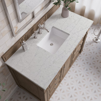 Renovate for Less Atlanta Bristol 48" Single Vanity, Whitewashed Walnut w/ 3 CM Eternal Jasmine Pearl Silestone Top