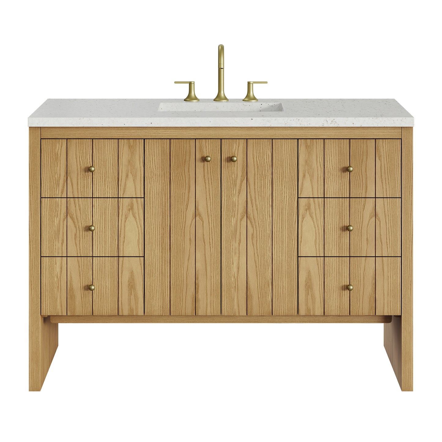 Renovate for Less Atlanta Hudson 48" Single Vanity, Light Natural Oak w/ 3 CM Lime Delight Top