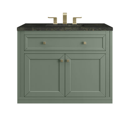 Renovate for Less Atlanta Chicago 36" Single Vanity, Smokey Celadon, w/ 3 CM Phantome Eclos Top