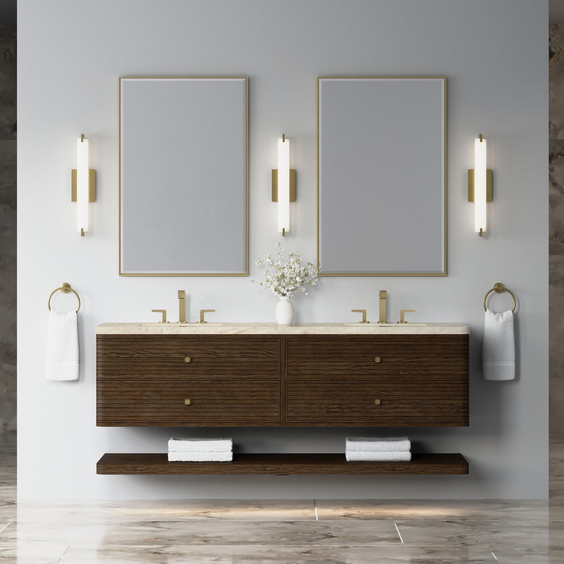 Renovate for Less Atlanta Allamari 72" Double Vanity, Sable w/ 3 CM Tajnar Eclos Top