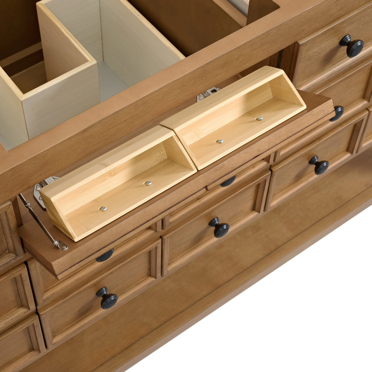 Malibu 60" Single Vanity, Amber Birch w/ 3 CM Victorian Silver Top w/ FreePower Wireless Charger