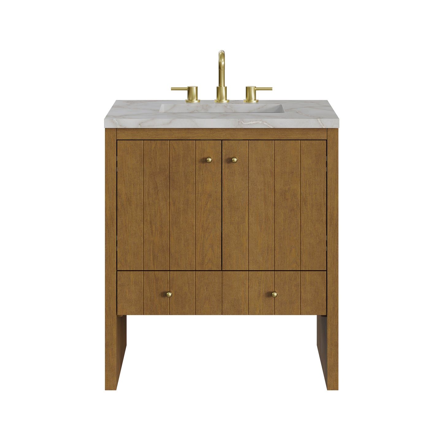 Renovate for Less Atlanta Hudson 30" Single Vanity, Honey Oak w/ 3 CM Victorian Silver Silestone Top