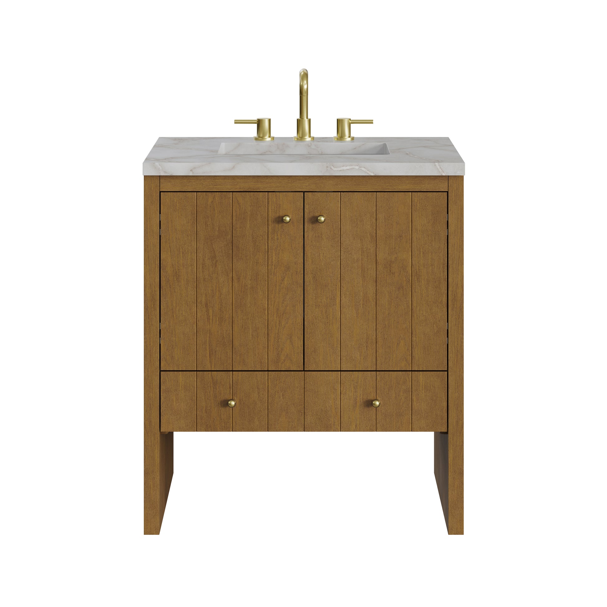 Renovate for Less Atlanta Hudson 30" Single Vanity, Honey Oak w/ 3 CM Victorian Silver Silestone Top