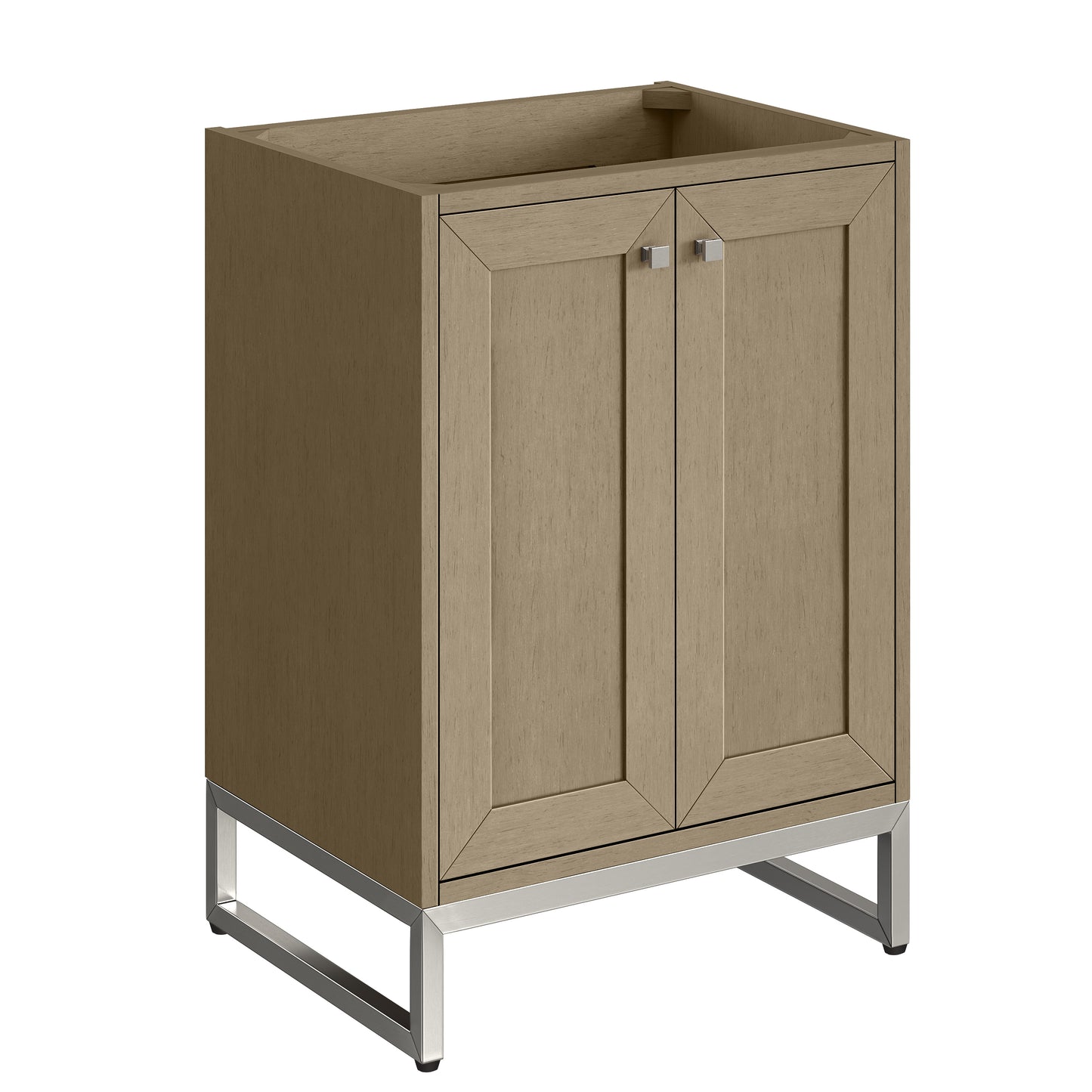 Renovate for Less Atlanta Chianti 24" Single Vanity, Walnut Whisper w/ White Glossy Composite Stone Top